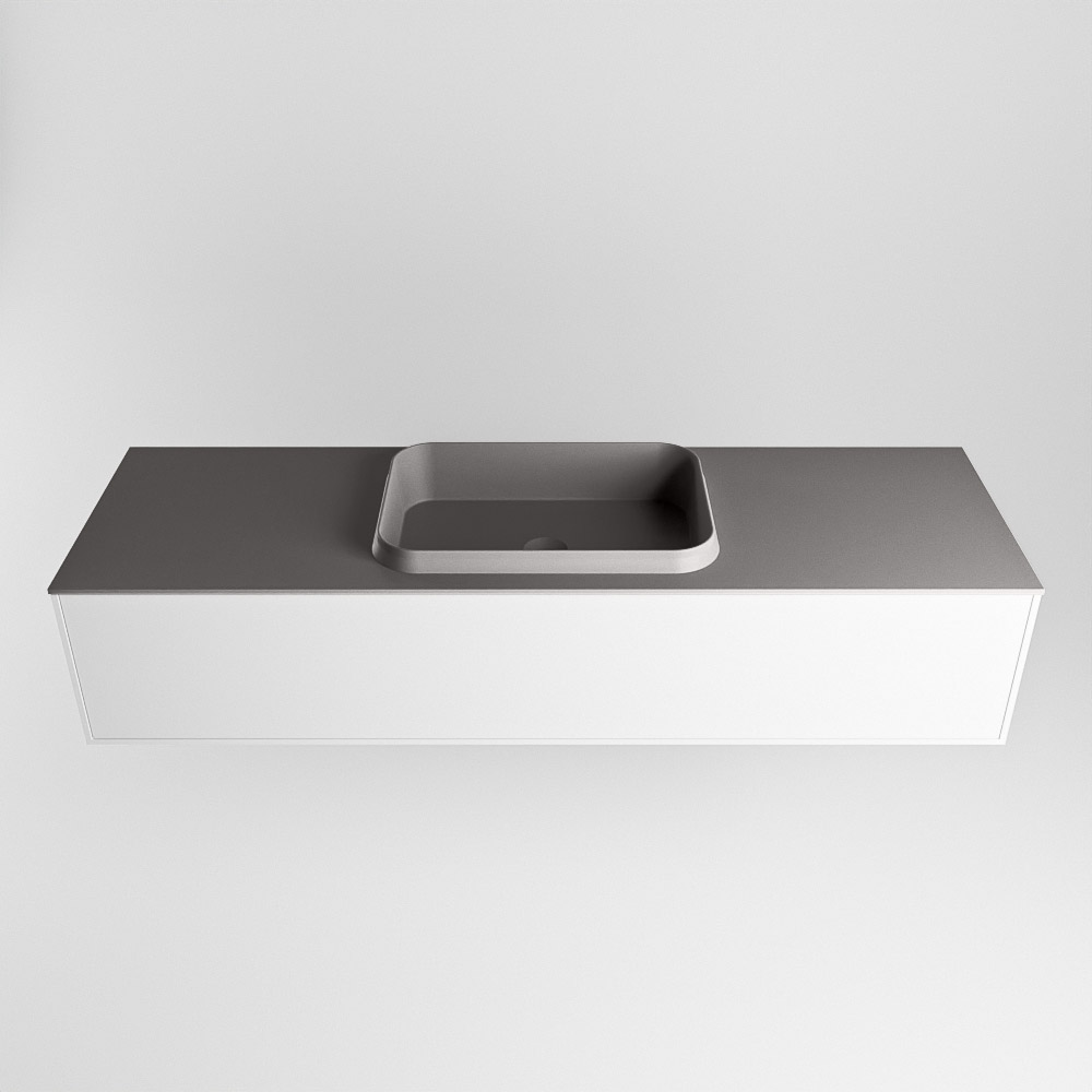MONDIAZ ERIN 150cm mueble de baño color Talc 1 cajón. Lavabo RIDGE Centro sin orificio color Dark Grey. 5 MONDIAZ ERIN 150cm mueble de baño color Talc 1 cajón. Lavabo RIDGE Centro sin orificio color Dark Grey. - Imagen 5