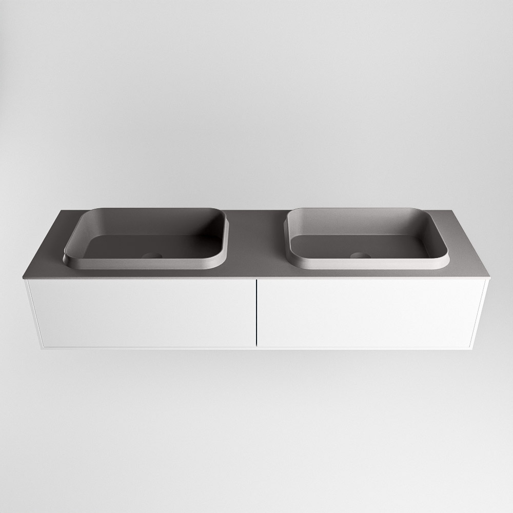 MONDIAZ ERIN 150cm mueble de baño color Talc 2 cajones. Lavabo RIDGE Doble 2 orificios color Dark Grey. 5 MONDIAZ ERIN 150cm mueble de baño color Talc 2 cajones. Lavabo RIDGE Doble 2 orificios color Dark Grey. - Imagen 5