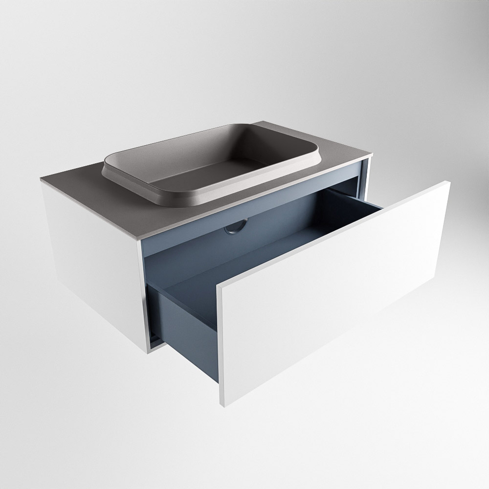 MONDIAZ ERIN 80cm mueble de baño color Talc 1 cajón. Lavabo RIDGE Centro 1 orificio color Dark Grey. 6 MONDIAZ ERIN 80cm mueble de baño color Talc 1 cajón. Lavabo RIDGE Centro 1 orificio color Dark Grey. - Imagen 6