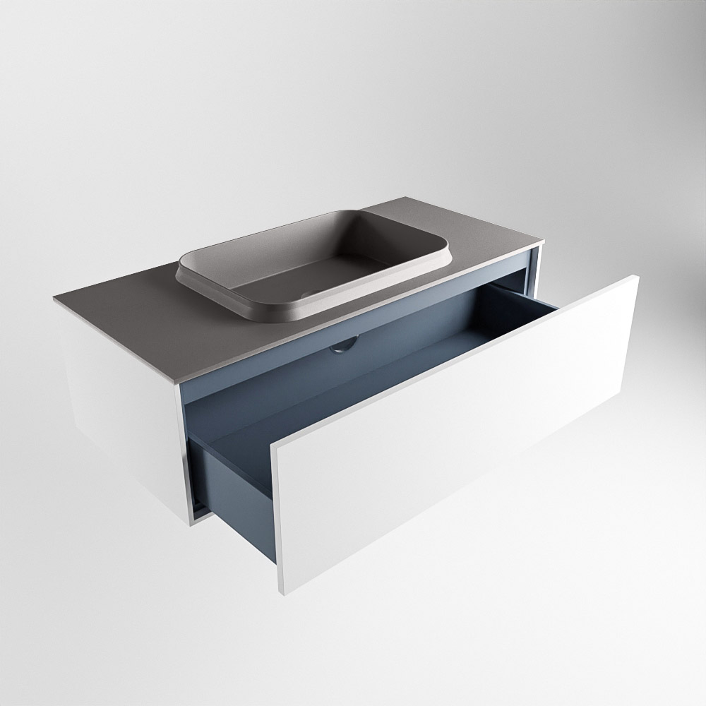MONDIAZ ERIN 100cm mueble de baño color Talc 1 cajón. Lavabo RIDGE Centro 1 orificio color Dark Grey. 6 MONDIAZ ERIN 100cm mueble de baño color Talc 1 cajón. Lavabo RIDGE Centro 1 orificio color Dark Grey. - Imagen 6