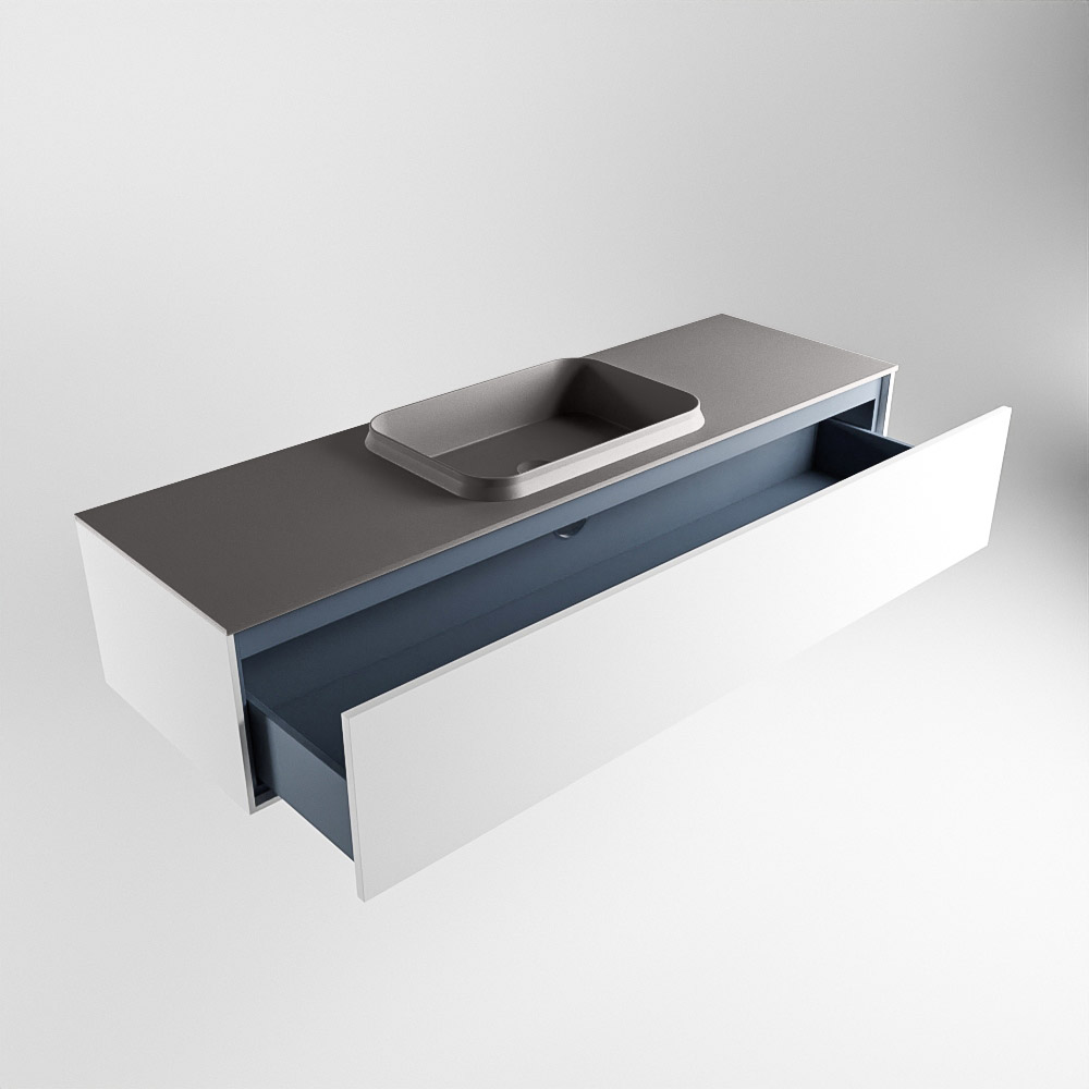 MONDIAZ ERIN 150cm mueble de baño color Talc 1 cajón. Lavabo RIDGE Centro sin orificio color Dark Grey. 6 MONDIAZ ERIN 150cm mueble de baño color Talc 1 cajón. Lavabo RIDGE Centro sin orificio color Dark Grey. - Imagen 6