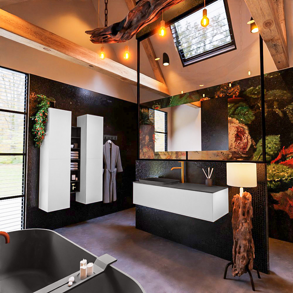MONDIAZ ERIN 120cm mueble de baño color Talc 1 cajón. Lavabo RIDGE Izquierda 1 orificio color Dark Grey. 2 MONDIAZ ERIN 120cm mueble de baño color Talc 1 cajón. Lavabo RIDGE Izquierda 1 orificio color Dark Grey. - Imagen 2