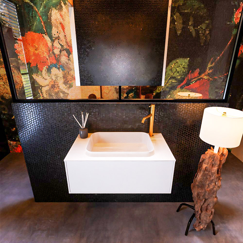 MONDIAZ ERIN 80cm mueble de baño color Talc 1 cajón. Lavabo RIDGE Centro 1 orificio color Talc. 3 MONDIAZ ERIN 80cm mueble de baño color Talc 1 cajón. Lavabo RIDGE Centro 1 orificio color Talc. - Imagen 3