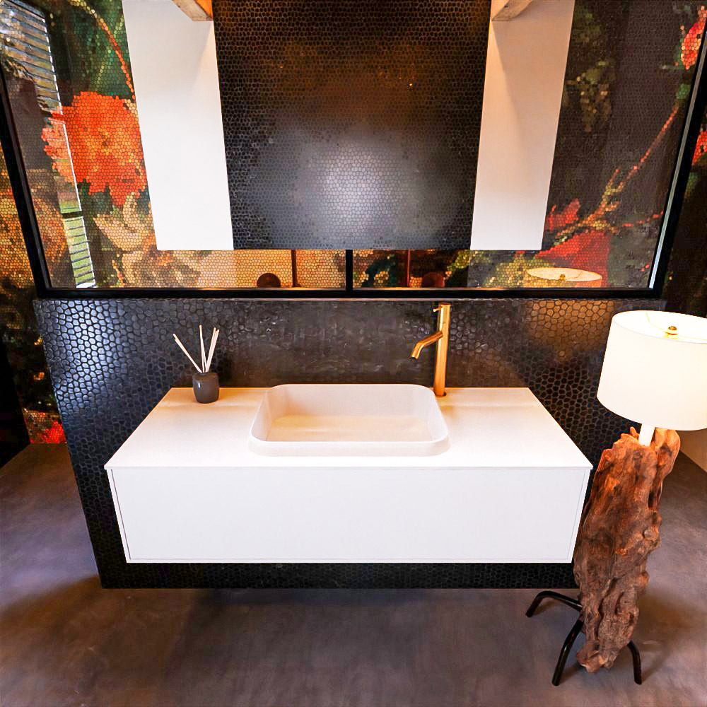 MONDIAZ ERIN 120cm mueble de baño color Talc 1 cajón. Lavabo RIDGE Centro 1 orificio color Talc. 3 MONDIAZ ERIN 120cm mueble de baño color Talc 1 cajón. Lavabo RIDGE Centro 1 orificio color Talc. - Imagen 3