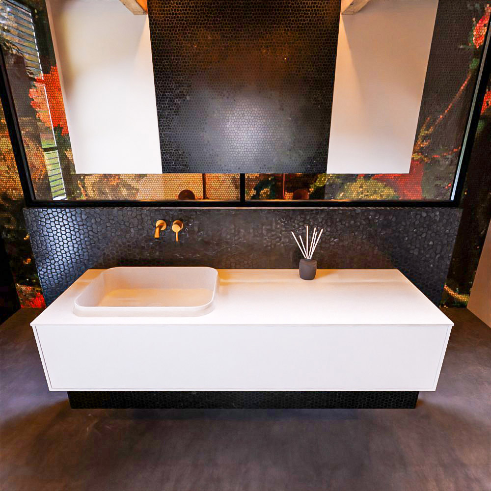 MONDIAZ ERIN 150cm mueble de baño color Talc 1 cajón. Lavabo RIDGE Izquierda sin orificio color Talc. 3 MONDIAZ ERIN 150cm mueble de baño color Talc 1 cajón. Lavabo RIDGE Izquierda sin orificio color Talc. - Imagen 3