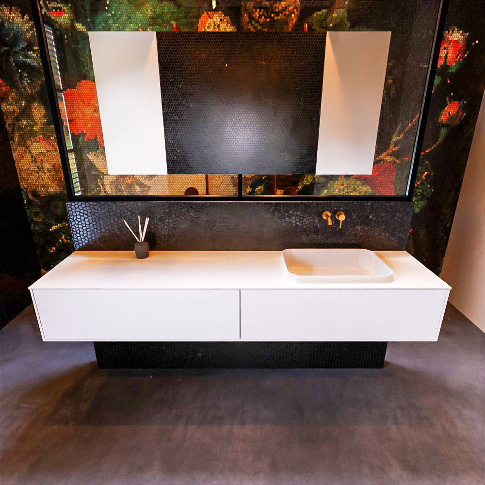 MONDIAZ ERIN 200cm mueble de baño color Talc 2 cajones. Lavabo RIDGE Derecho sin orificio color Talc. 3 MONDIAZ ERIN 200cm mueble de baño color Talc 2 cajones. Lavabo RIDGE Derecho sin orificio color Talc. - Imagen 3