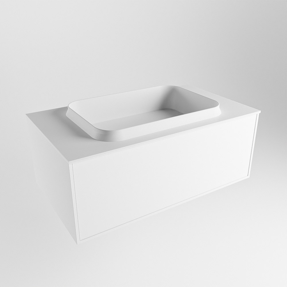 MONDIAZ ERIN 80cm mueble de baño color Talc 1 cajón. Lavabo RIDGE Centro 1 orificio color Talc. 4 MONDIAZ ERIN 80cm mueble de baño color Talc 1 cajón. Lavabo RIDGE Centro 1 orificio color Talc. - Imagen 4