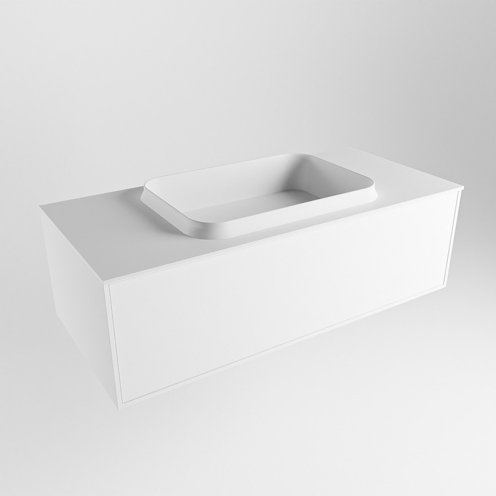 MONDIAZ ERIN 100cm mueble de baño color Talc 1 cajón. Lavabo RIDGE Centro 1 orificio color Talc. 4 MONDIAZ ERIN 100cm mueble de baño color Talc 1 cajón. Lavabo RIDGE Centro 1 orificio color Talc. - Imagen 4