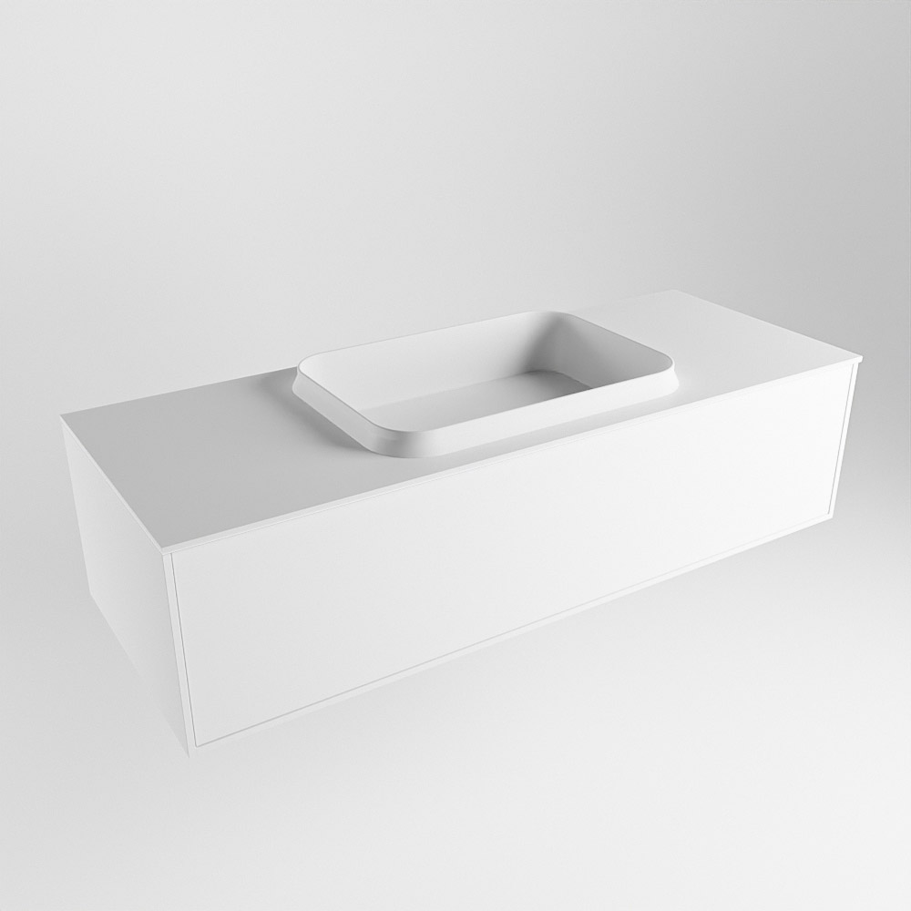 MONDIAZ ERIN 120cm mueble de baño color Talc 1 cajón. Lavabo RIDGE Centro 1 orificio color Talc. 4 MONDIAZ ERIN 120cm mueble de baño color Talc 1 cajón. Lavabo RIDGE Centro 1 orificio color Talc. - Imagen 4