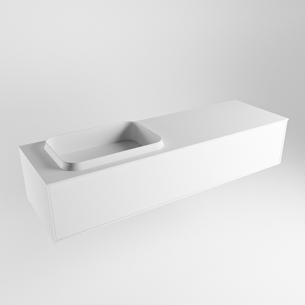 MONDIAZ ERIN 150cm mueble de baño color Talc 1 cajón. Lavabo RIDGE Izquierda sin orificio color Talc. 4 MONDIAZ ERIN 150cm mueble de baño color Talc 1 cajón. Lavabo RIDGE Izquierda sin orificio color Talc. - Imagen 4