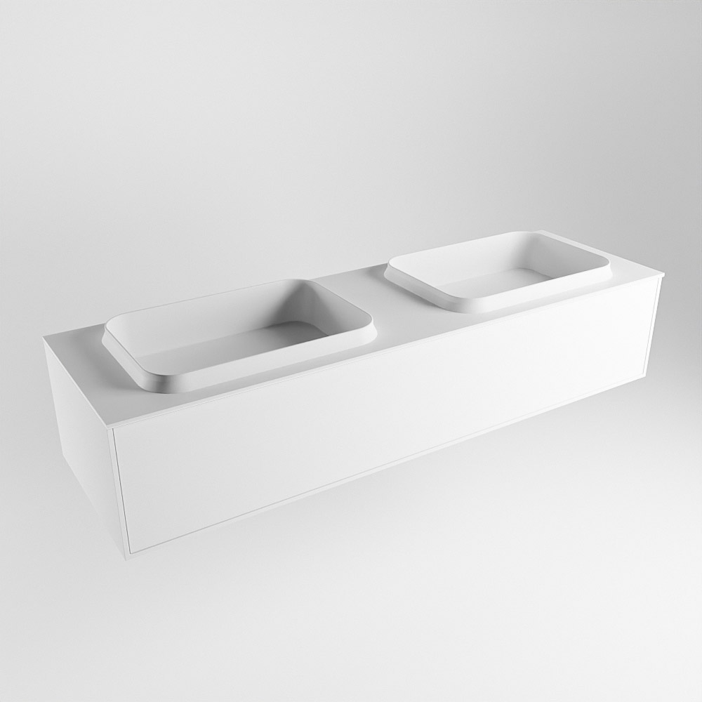 MONDIAZ ERIN 150cm mueble de baño color Talc 1 cajón. Lavabo RIDGE Doble 2 orificios color Talc. 4 MONDIAZ ERIN 150cm mueble de baño color Talc 1 cajón. Lavabo RIDGE Doble 2 orificios color Talc. - Imagen 4