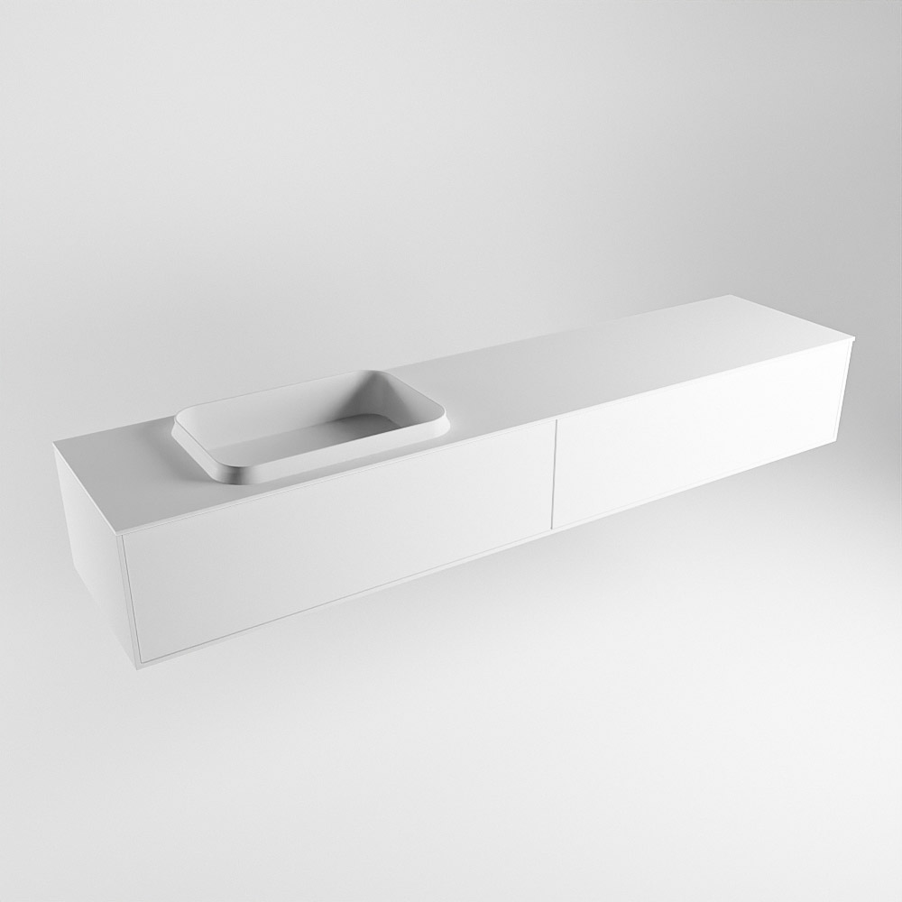MONDIAZ ERIN 200cm mueble de baño color Talc 2 cajones. Lavabo RIDGE Izquierda sin orificio color Talc. 4 MONDIAZ ERIN 200cm mueble de baño color Talc 2 cajones. Lavabo RIDGE Izquierda sin orificio color Talc. - Imagen 4