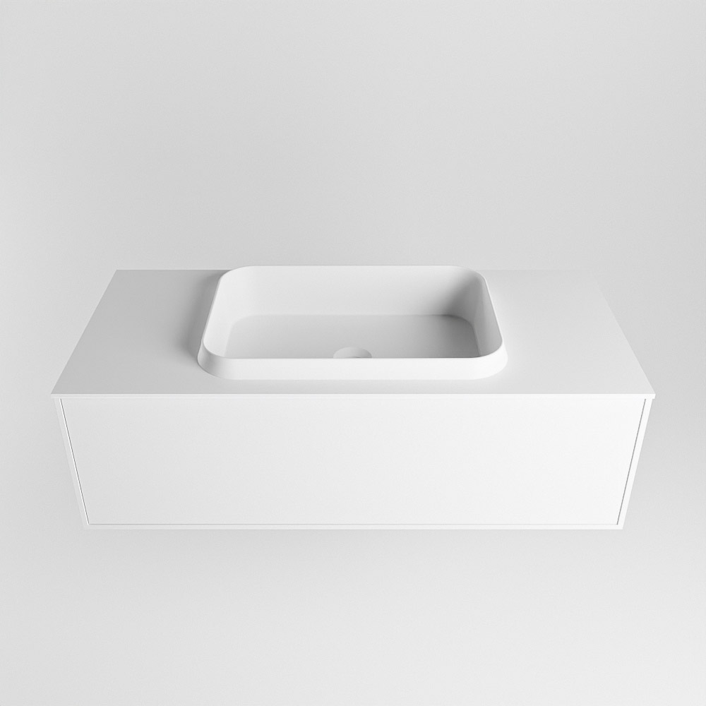 MONDIAZ ERIN 100cm mueble de baño color Talc 1 cajón. Lavabo RIDGE Centro 1 orificio color Talc. 5 MONDIAZ ERIN 100cm mueble de baño color Talc 1 cajón. Lavabo RIDGE Centro 1 orificio color Talc. - Imagen 5