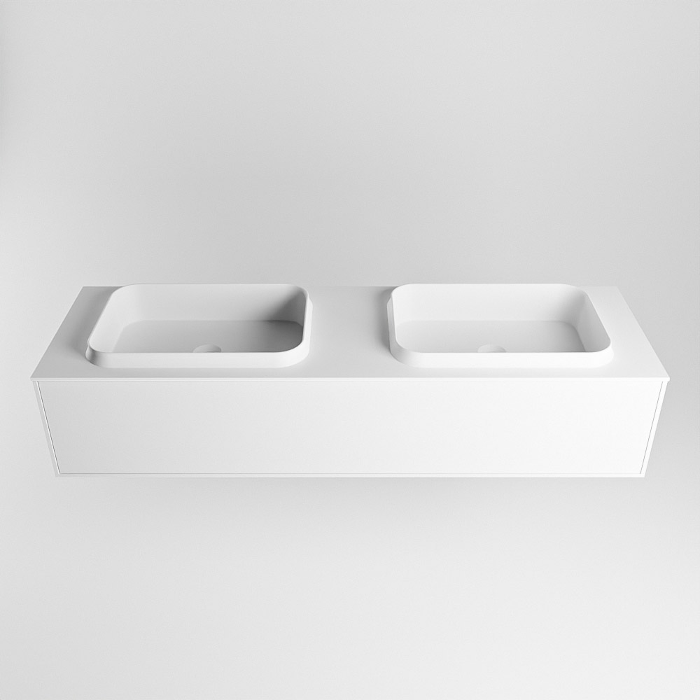 MONDIAZ ERIN 150cm mueble de baño color Talc 1 cajón. Lavabo RIDGE Doble 2 orificios color Talc. 5 MONDIAZ ERIN 150cm mueble de baño color Talc 1 cajón. Lavabo RIDGE Doble 2 orificios color Talc. - Imagen 5