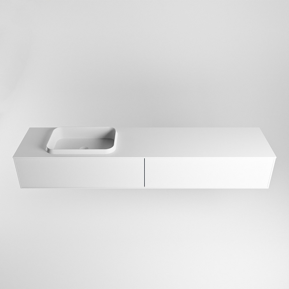 MONDIAZ ERIN 200cm mueble de baño color Talc 2 cajones. Lavabo RIDGE Izquierda sin orificio color Talc. 5 MONDIAZ ERIN 200cm mueble de baño color Talc 2 cajones. Lavabo RIDGE Izquierda sin orificio color Talc. - Imagen 5