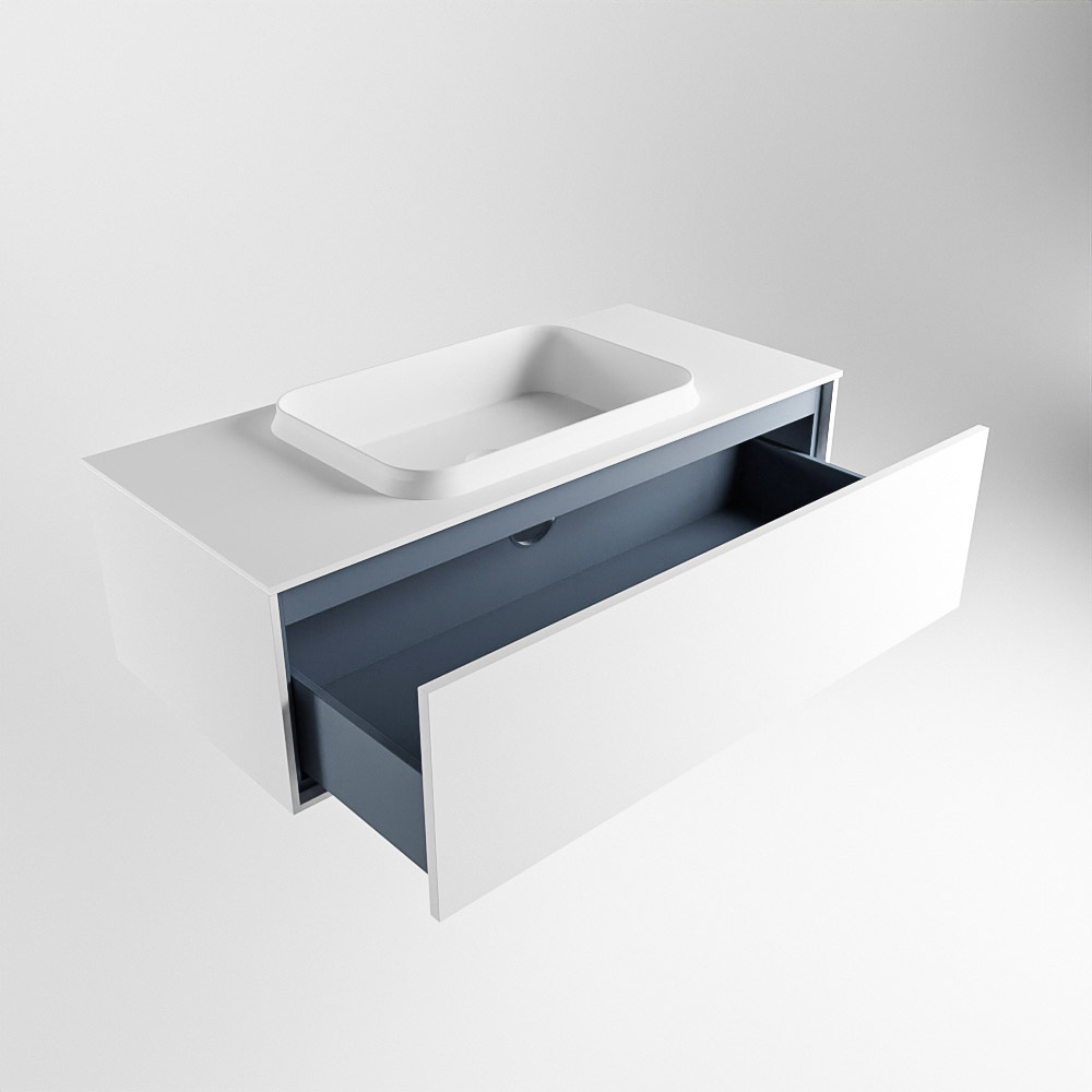 MONDIAZ ERIN 100cm mueble de baño color Talc 1 cajón. Lavabo RIDGE Centro 1 orificio color Talc. 6 MONDIAZ ERIN 100cm mueble de baño color Talc 1 cajón. Lavabo RIDGE Centro 1 orificio color Talc. - Imagen 6