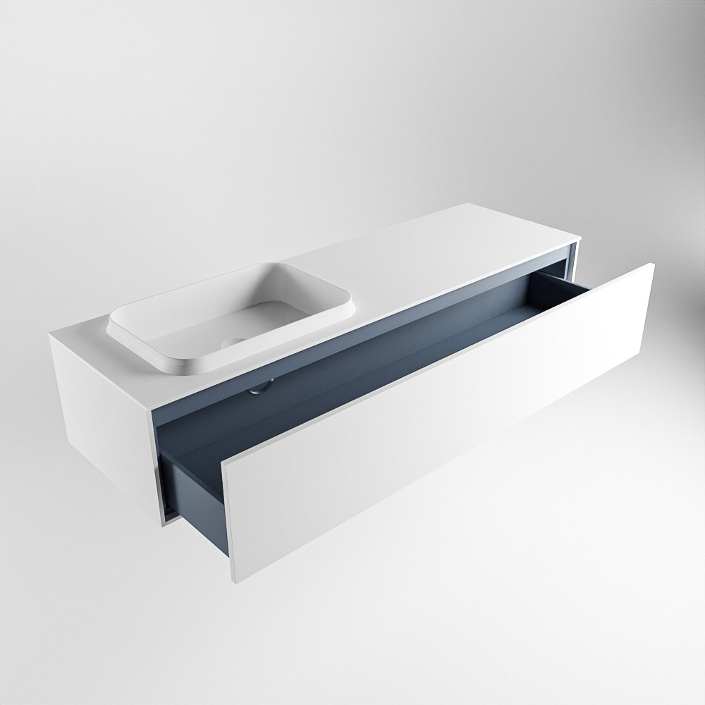 MONDIAZ ERIN 150cm mueble de baño color Talc 1 cajón. Lavabo RIDGE Izquierda sin orificio color Talc. 6 MONDIAZ ERIN 150cm mueble de baño color Talc 1 cajón. Lavabo RIDGE Izquierda sin orificio color Talc. - Imagen 6