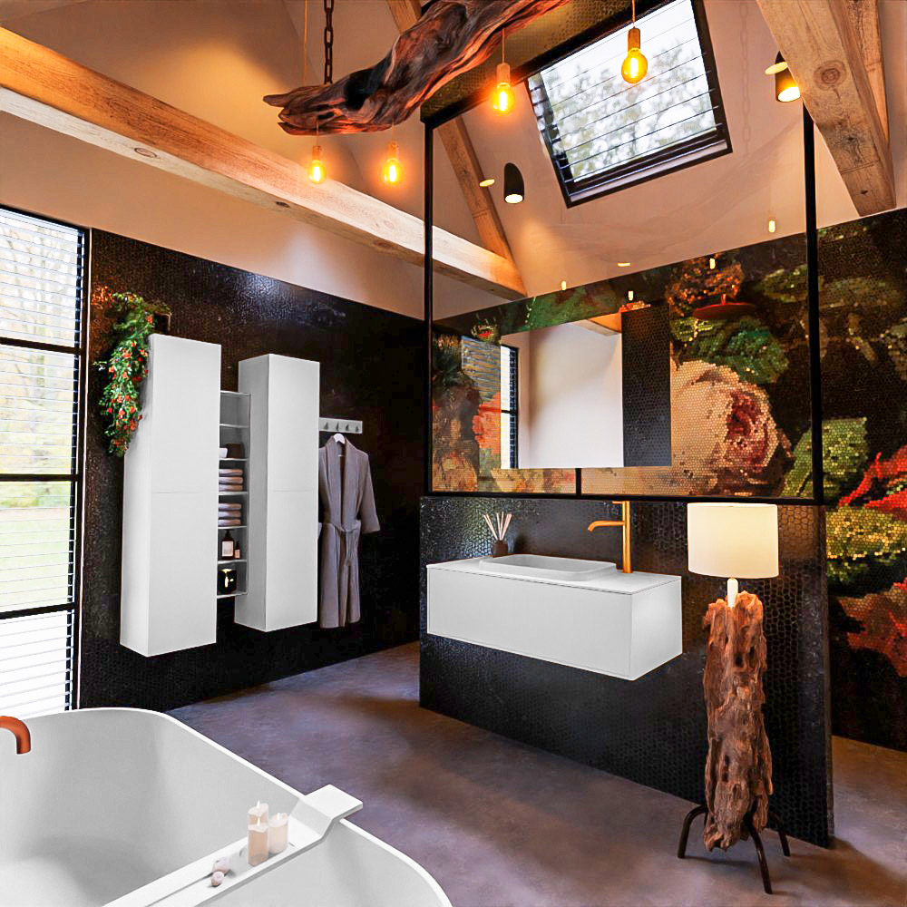 MONDIAZ ERIN 100cm mueble de baño color Talc 1 cajón. Lavabo RIDGE Centro 1 orificio color Talc. 2 MONDIAZ ERIN 100cm mueble de baño color Talc 1 cajón. Lavabo RIDGE Centro 1 orificio color Talc. - Imagen 2
