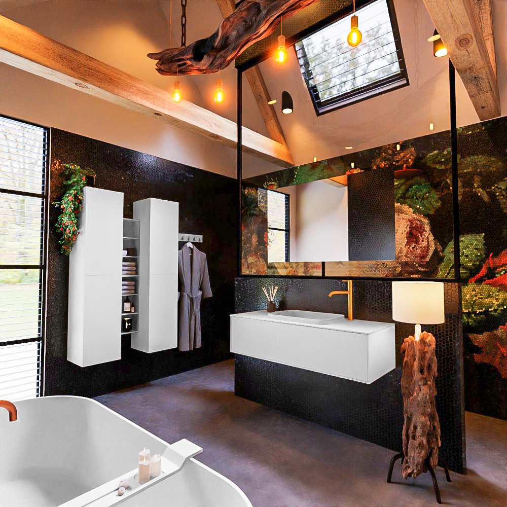 MONDIAZ ERIN 120cm mueble de baño color Talc 1 cajón. Lavabo RIDGE Centro 1 orificio color Talc. 2 MONDIAZ ERIN 120cm mueble de baño color Talc 1 cajón. Lavabo RIDGE Centro 1 orificio color Talc. - Imagen 2