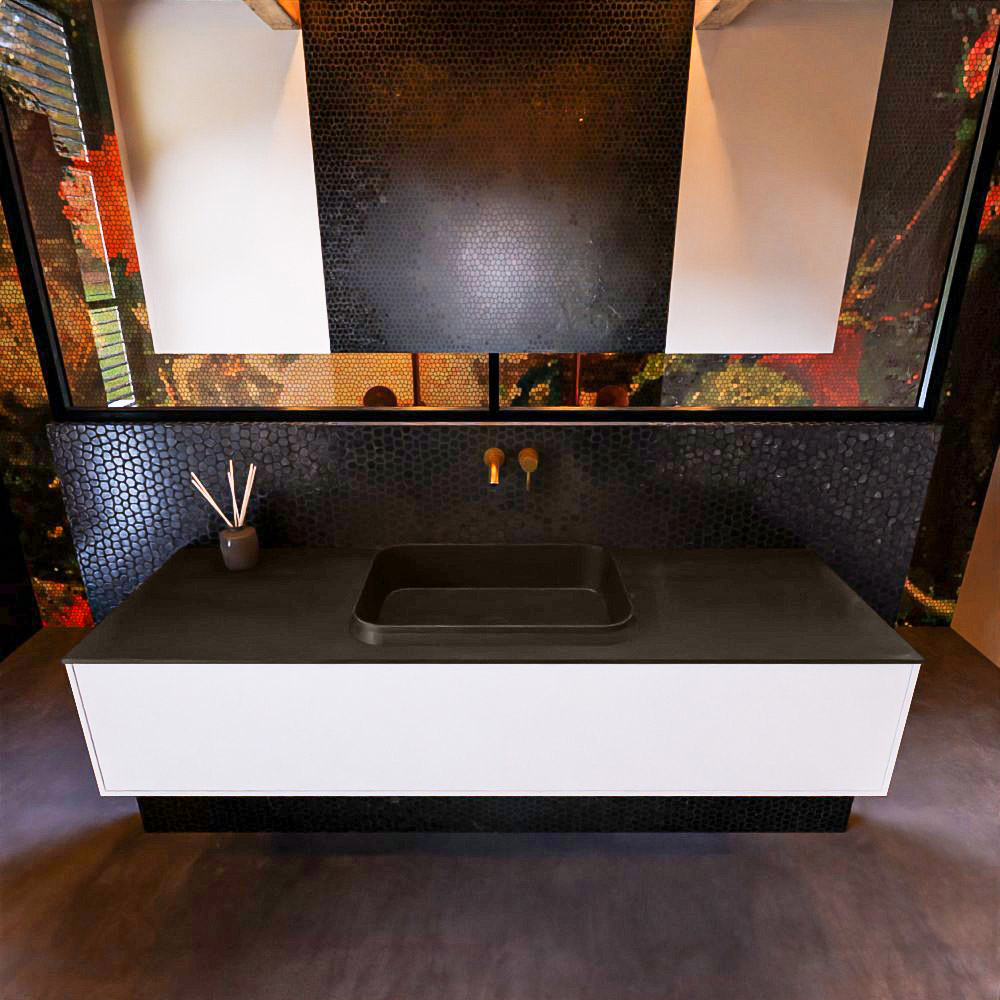 MONDIAZ ERIN 150cm mueble de baño color Talc 1 cajón. Lavabo RIDGE Centro sin orificio color Urban. 3 MONDIAZ ERIN 150cm mueble de baño color Talc 1 cajón. Lavabo RIDGE Centro sin orificio color Urban. - Imagen 3