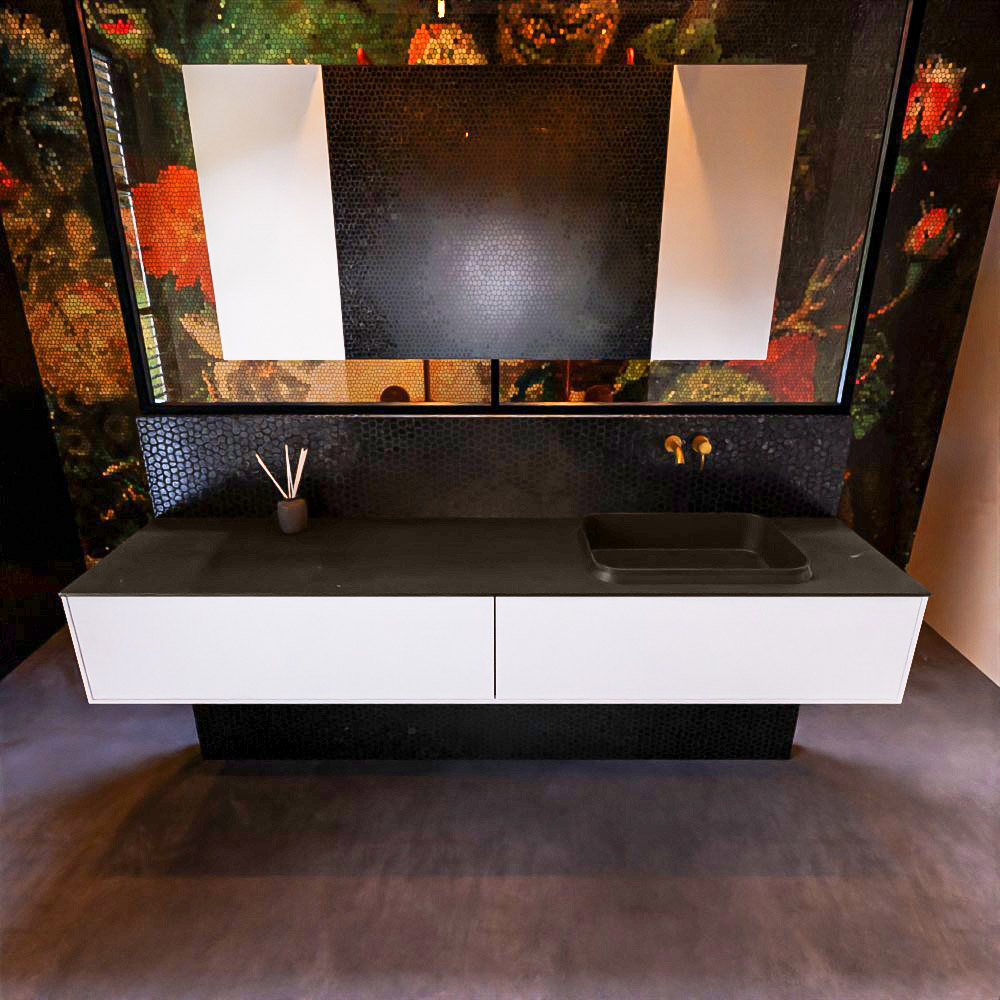 MONDIAZ ERIN 200cm mueble de baño color Talc 2 cajones. Lavabo RIDGE Derecho sin orificio color Urban. 3 MONDIAZ ERIN 200cm mueble de baño color Talc 2 cajones. Lavabo RIDGE Derecho sin orificio color Urban. - Imagen 3