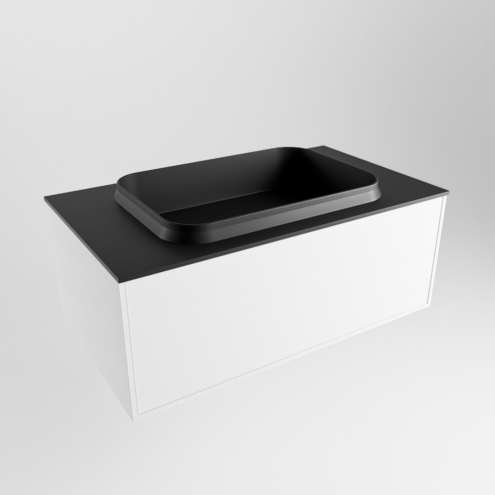 MONDIAZ ERIN 80cm mueble de baño color Talc 1 cajón. Lavabo RIDGE Centro 1 orificio color Urban. 4 MONDIAZ ERIN 80cm mueble de baño color Talc 1 cajón. Lavabo RIDGE Centro 1 orificio color Urban. - Imagen 4