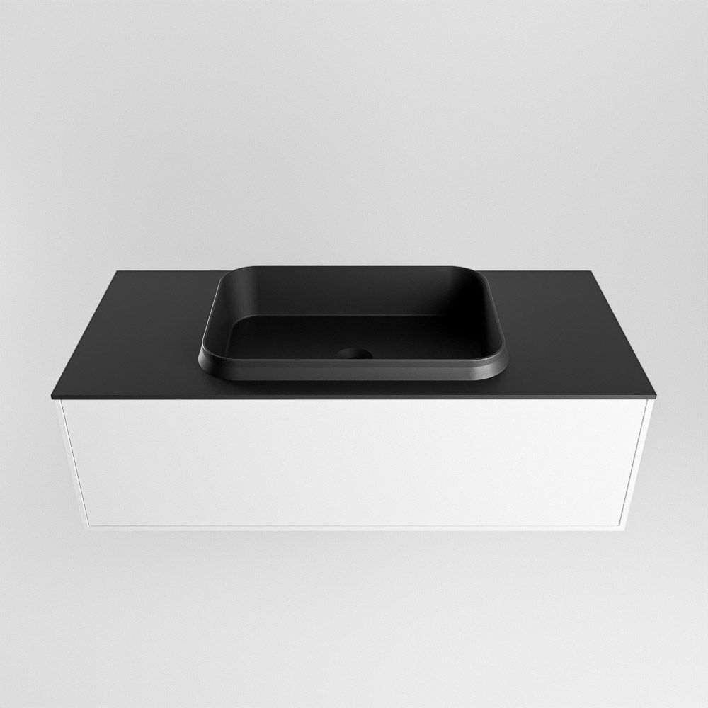MONDIAZ ERIN 100cm mueble de baño color Talc 1 cajón. Lavabo RIDGE Centro 1 orificio color Urban. 5 MONDIAZ ERIN 100cm mueble de baño color Talc 1 cajón. Lavabo RIDGE Centro 1 orificio color Urban. - Imagen 5