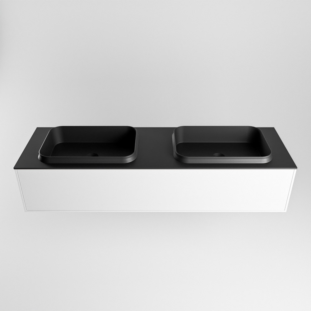 MONDIAZ ERIN 150cm mueble de baño color Talc 1 cajón. Lavabo RIDGE Doble sin orificio color Urban. 5 MONDIAZ ERIN 150cm mueble de baño color Talc 1 cajón. Lavabo RIDGE Doble sin orificio color Urban. - Imagen 5