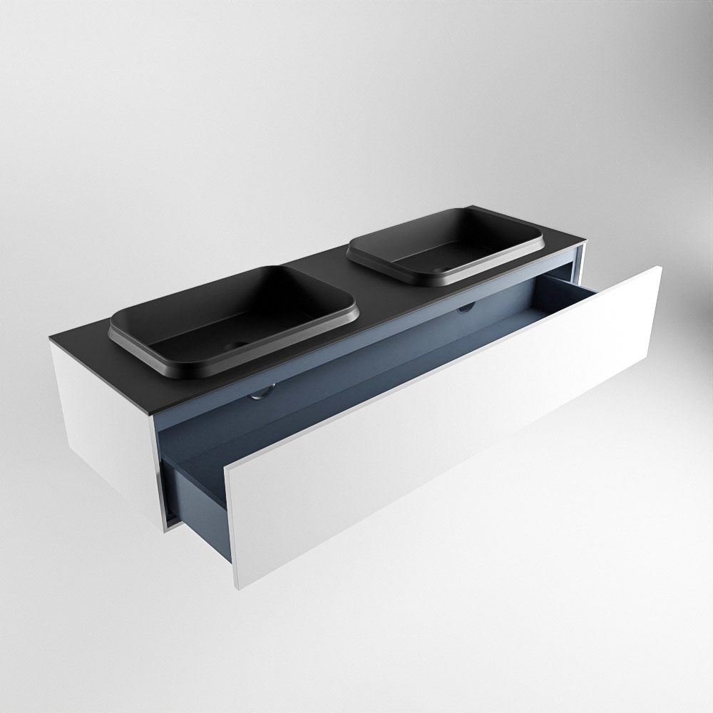 MONDIAZ ERIN 150cm mueble de baño color Talc 1 cajón. Lavabo RIDGE Doble sin orificio color Urban. 6 MONDIAZ ERIN 150cm mueble de baño color Talc 1 cajón. Lavabo RIDGE Doble sin orificio color Urban. - Imagen 6