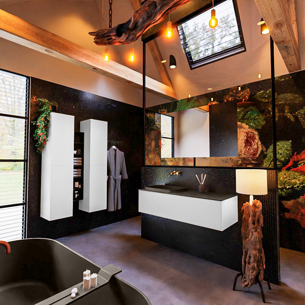 MONDIAZ ERIN 120cm mueble de baño color Talc 1 cajón. Lavabo RIDGE Izquierda sin orificio color Urban. 2 MONDIAZ ERIN 120cm mueble de baño color Talc 1 cajón. Lavabo RIDGE Izquierda sin orificio color Urban. - Imagen 2