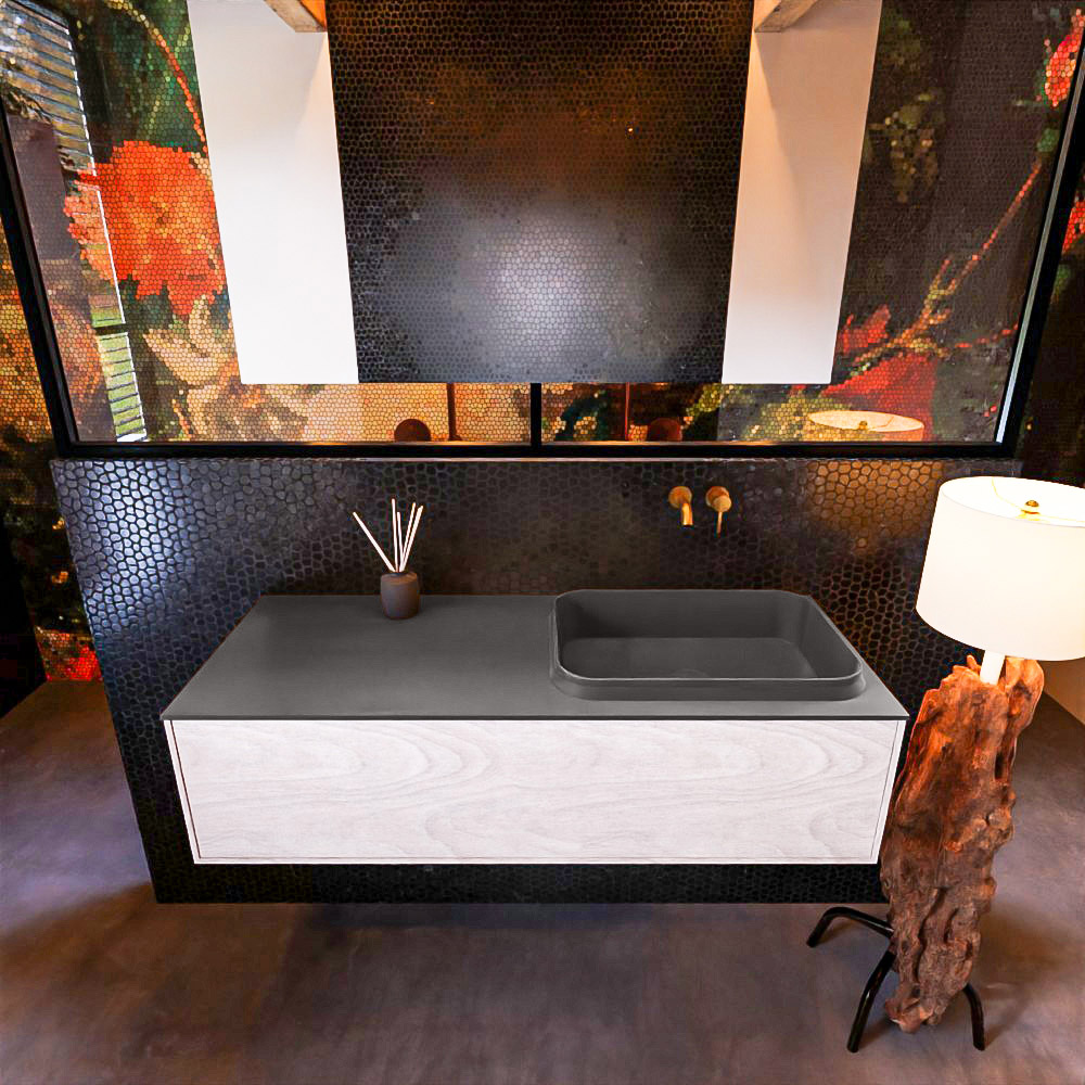 MONDIAZ ERIN 120cm mueble de baño color Underlayment 1 cajón. Lavabo RIDGE Derecho sin orificio color Dark Grey. 3 MONDIAZ ERIN 120cm mueble de baño color Underlayment 1 cajón. Lavabo RIDGE Derecho sin orificio color Dark Grey. - Imagen 3