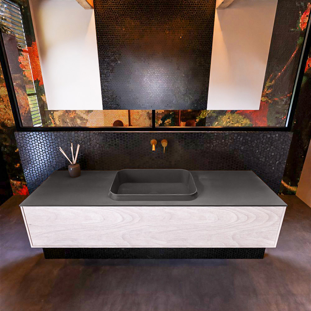 MONDIAZ ERIN 150cm mueble de baño color Underlayment 1 cajón. Lavabo RIDGE Centro sin orificio color Dark Grey. 3 MONDIAZ ERIN 150cm mueble de baño color Underlayment 1 cajón. Lavabo RIDGE Centro sin orificio color Dark Grey. - Imagen 3