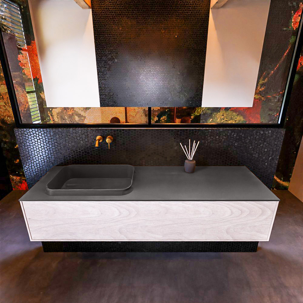 MONDIAZ ERIN 150cm mueble de baño color Underlayment 1 cajón. Lavabo RIDGE Izquierda sin orificio color Dark Grey. 3 MONDIAZ ERIN 150cm mueble de baño color Underlayment 1 cajón. Lavabo RIDGE Izquierda sin orificio color Dark Grey. - Imagen 3