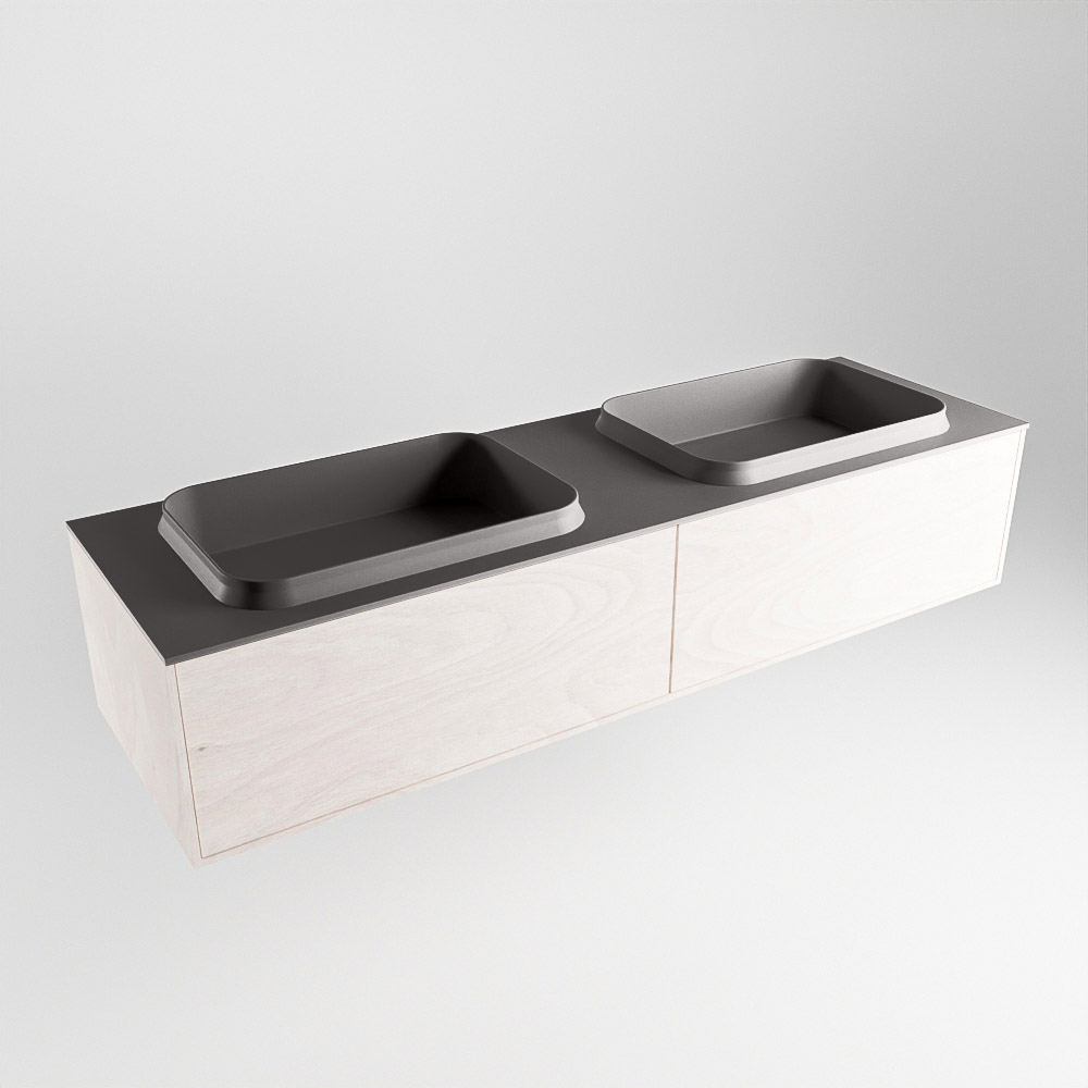 MONDIAZ ERIN 150cm mueble de baño color Underlayment 2 cajones. Lavabo RIDGE Doble 2 orificios color Dark Grey. 4 MONDIAZ ERIN 150cm mueble de baño color Underlayment 2 cajones. Lavabo RIDGE Doble 2 orificios color Dark Grey. - Imagen 4