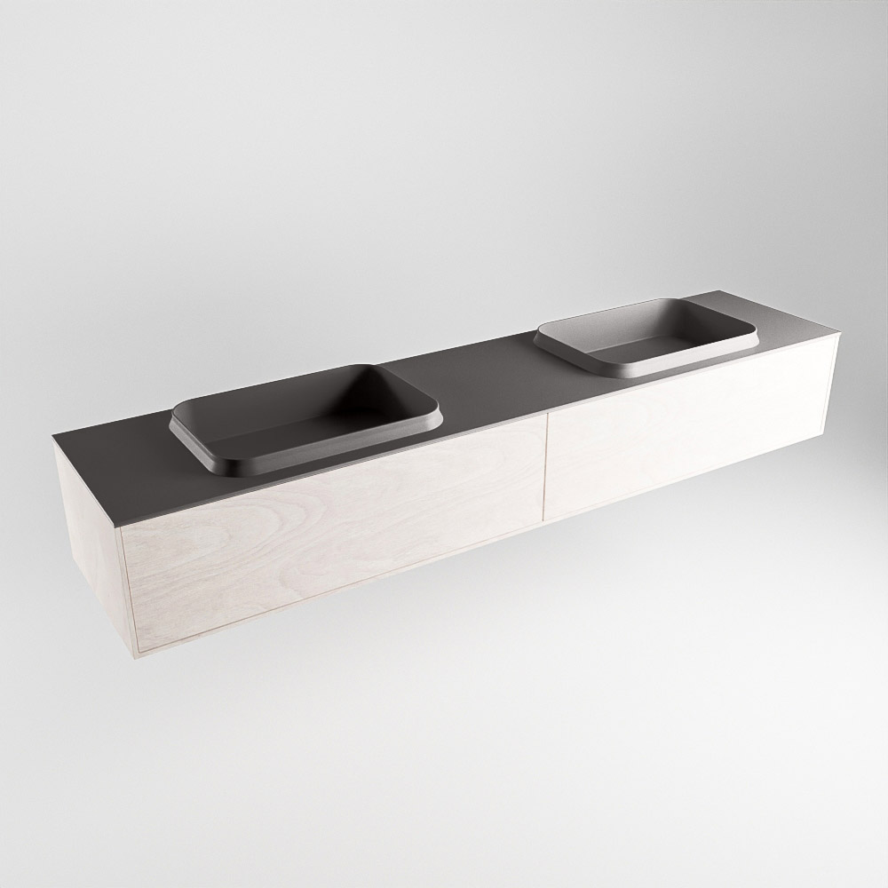 MONDIAZ ERIN 200cm mueble de baño color Underlayment 2 cajones. Lavabo RIDGE Doble 2 orificios color Dark Grey. 4 MONDIAZ ERIN 200cm mueble de baño color Underlayment 2 cajones. Lavabo RIDGE Doble 2 orificios color Dark Grey. - Imagen 4