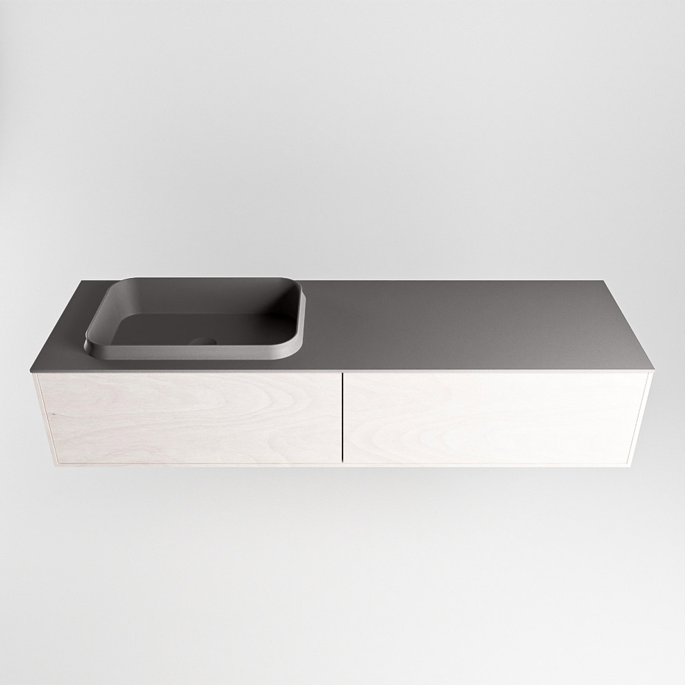 MONDIAZ ERIN 150cm mueble de baño color Underlayment 2 cajones. Lavabo RIDGE Izquierda sin orificio color Dark Grey. 5 MONDIAZ ERIN 150cm mueble de baño color Underlayment 2 cajones. Lavabo RIDGE Izquierda sin orificio color Dark Grey. - Imagen 5