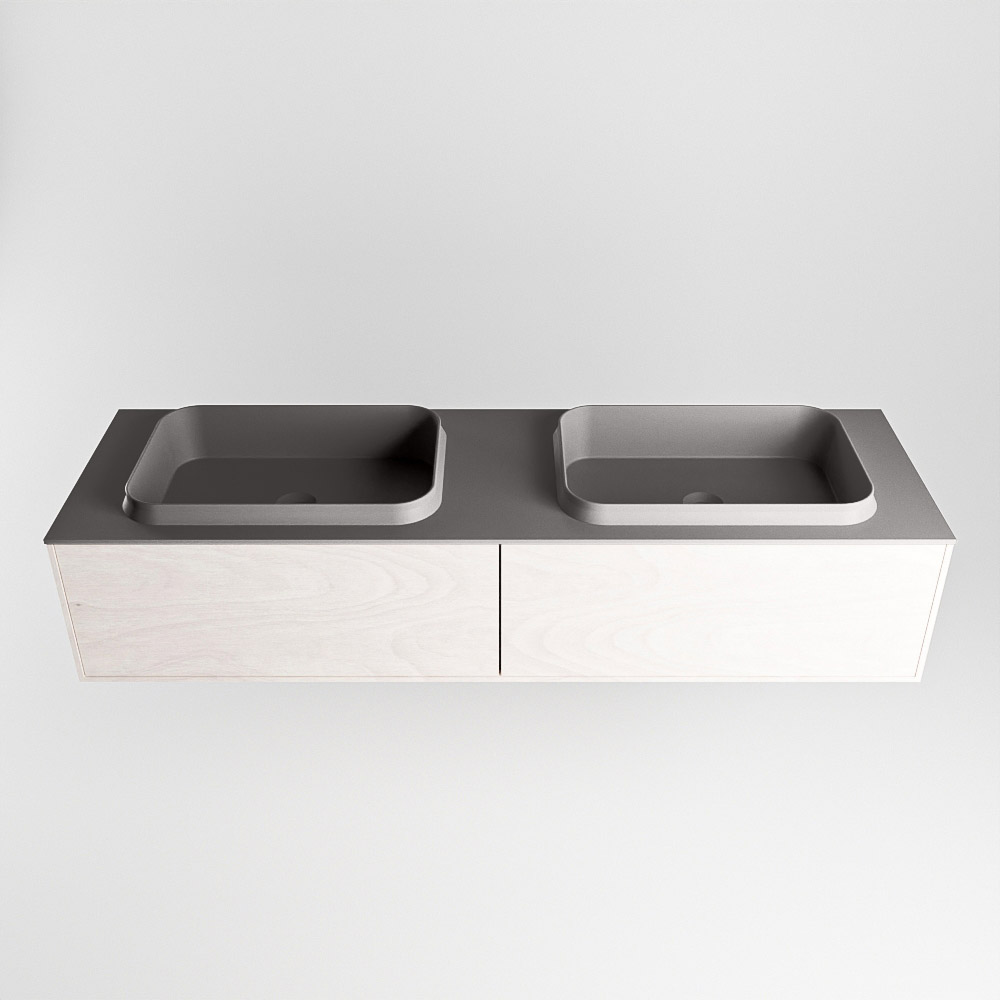 MONDIAZ ERIN 150cm mueble de baño color Underlayment 2 cajones. Lavabo RIDGE Doble 2 orificios color Dark Grey. 5 MONDIAZ ERIN 150cm mueble de baño color Underlayment 2 cajones. Lavabo RIDGE Doble 2 orificios color Dark Grey. - Imagen 5
