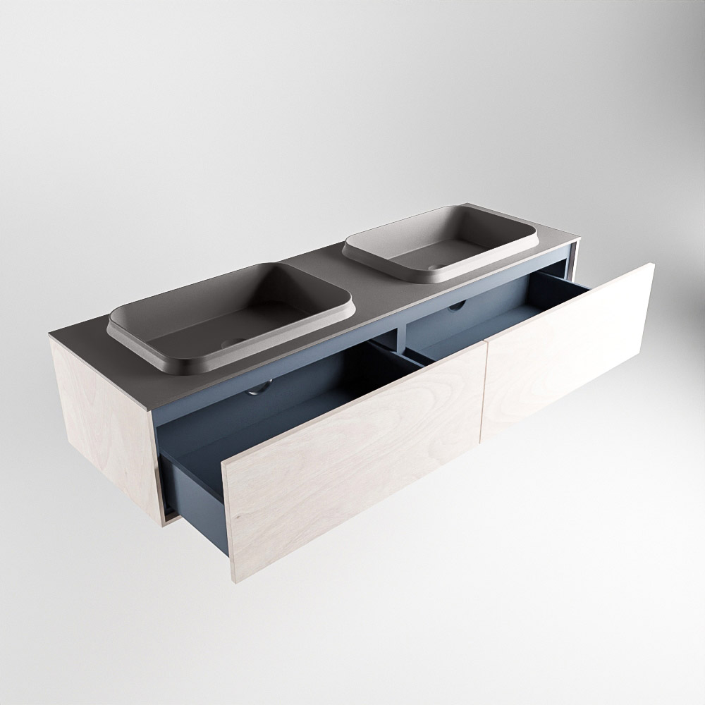 MONDIAZ ERIN 150cm mueble de baño color Underlayment 2 cajones. Lavabo RIDGE Doble 2 orificios color Dark Grey. 6 MONDIAZ ERIN 150cm mueble de baño color Underlayment 2 cajones. Lavabo RIDGE Doble 2 orificios color Dark Grey. - Imagen 6