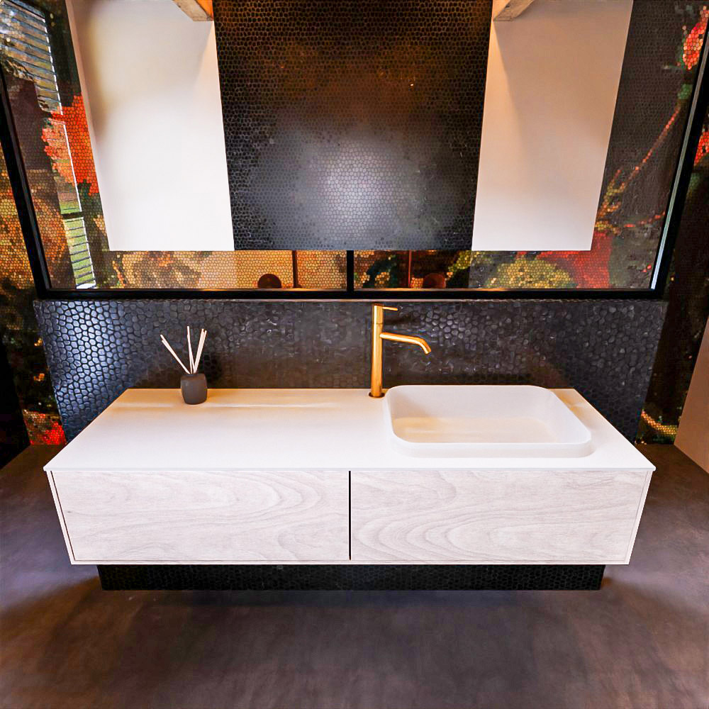 MONDIAZ ERIN 150cm mueble de baño color Underlayment 2 cajones. Lavabo RIDGE Derecho 1 orificio color Talc. 3 MONDIAZ ERIN 150cm mueble de baño color Underlayment 2 cajones. Lavabo RIDGE Derecho 1 orificio color Talc. - Imagen 3