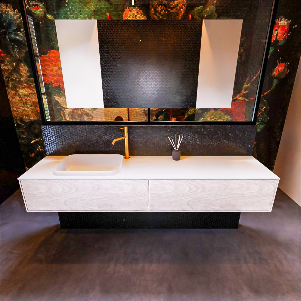 MONDIAZ ERIN 200cm mueble de baño color Underlayment 2 cajones. Lavabo RIDGE Izquierda 1 orificio color Talc. 3 MONDIAZ ERIN 200cm mueble de baño color Underlayment 2 cajones. Lavabo RIDGE Izquierda 1 orificio color Talc. - Imagen 3
