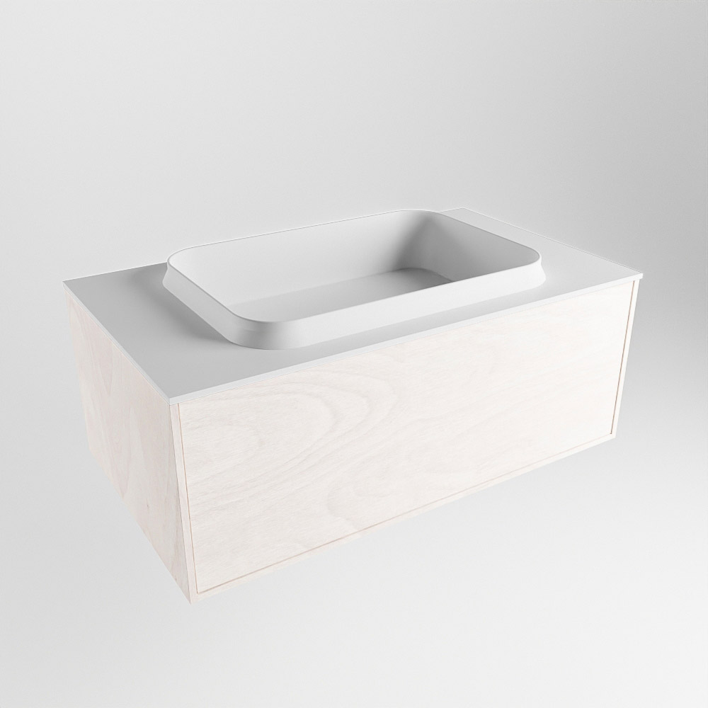 MONDIAZ ERIN 80cm mueble de baño color Underlayment 1 cajón. Lavabo RIDGE Centro sin orificio color Talc. 4 MONDIAZ ERIN 80cm mueble de baño color Underlayment 1 cajón. Lavabo RIDGE Centro sin orificio color Talc. - Imagen 4