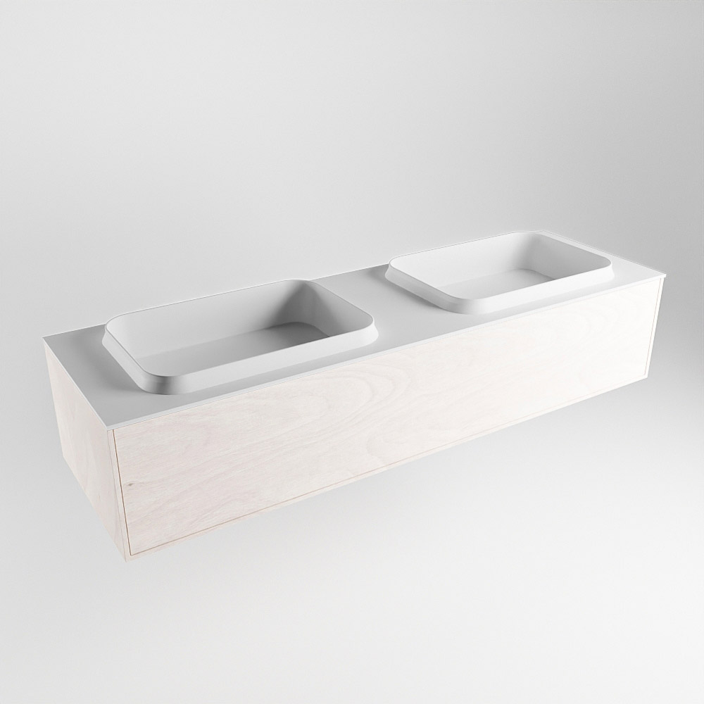 MONDIAZ ERIN 150cm mueble de baño color Underlayment 1 cajón. Lavabo RIDGE Doble sin orificio color Talc. 4 MONDIAZ ERIN 150cm mueble de baño color Underlayment 1 cajón. Lavabo RIDGE Doble sin orificio color Talc. - Imagen 4