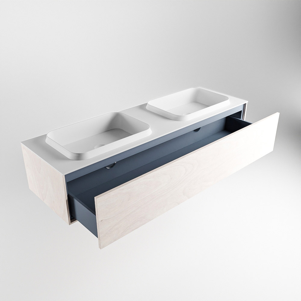 MONDIAZ ERIN 150cm mueble de baño color Underlayment 1 cajón. Lavabo RIDGE Doble sin orificio color Talc. 6 MONDIAZ ERIN 150cm mueble de baño color Underlayment 1 cajón. Lavabo RIDGE Doble sin orificio color Talc. - Imagen 6