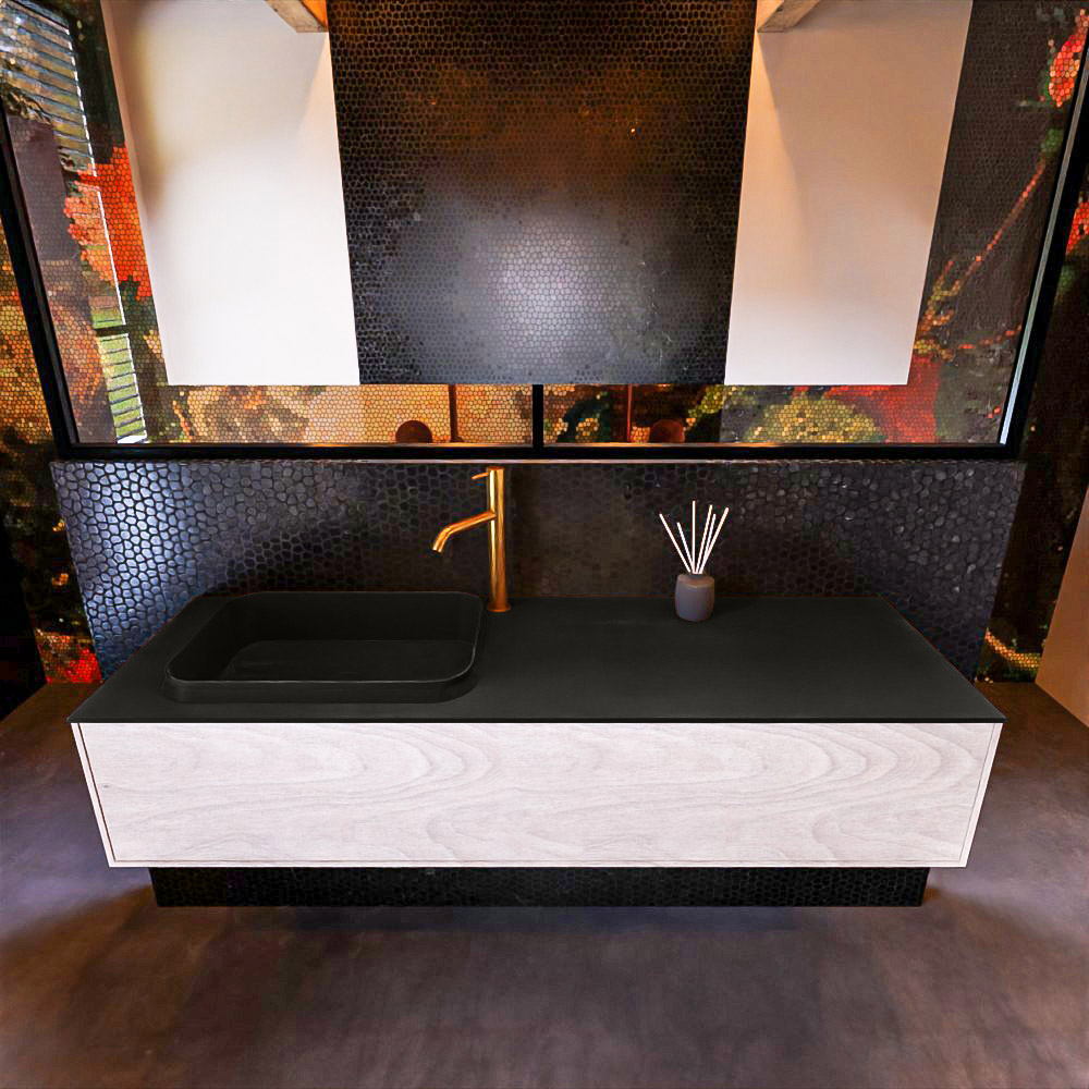 MONDIAZ ERIN 150cm mueble de baño color Underlayment 1 cajón. Lavabo RIDGE Izquierda 1 orificio color Urban. 3 MONDIAZ ERIN 150cm mueble de baño color Underlayment 1 cajón. Lavabo RIDGE Izquierda 1 orificio color Urban. - Imagen 3