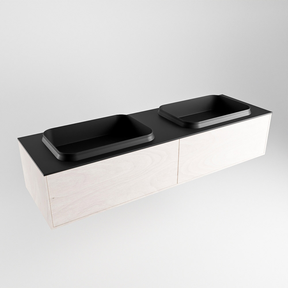 MONDIAZ ERIN 150cm mueble de baño color Underlayment 2 cajones. Lavabo RIDGE Doble sin orificio color Urban. 4 MONDIAZ ERIN 150cm mueble de baño color Underlayment 2 cajones. Lavabo RIDGE Doble sin orificio color Urban. - Imagen 4