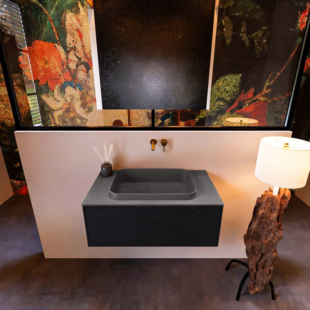 MONDIAZ ERIN 80cm mueble de baño color Urban 1 cajón. Lavabo RIDGE Centro sin orificio color Dark Grey. 3 MONDIAZ ERIN 80cm mueble de baño color Urban 1 cajón. Lavabo RIDGE Centro sin orificio color Dark Grey. - Imagen 3