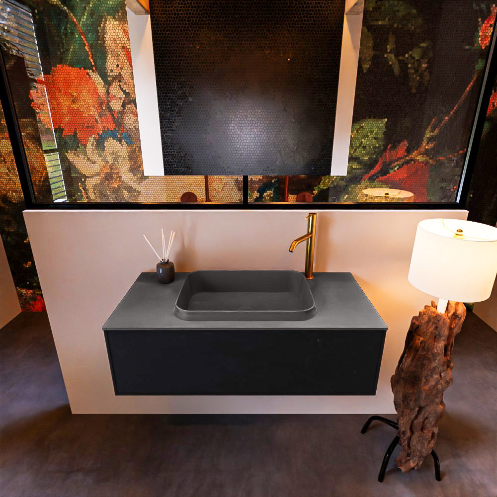 MONDIAZ ERIN 100cm mueble de baño color Urban 1 cajón. Lavabo RIDGE Centro 1 orificio color Dark Grey. 3 MONDIAZ ERIN 100cm mueble de baño color Urban 1 cajón. Lavabo RIDGE Centro 1 orificio color Dark Grey. - Imagen 3