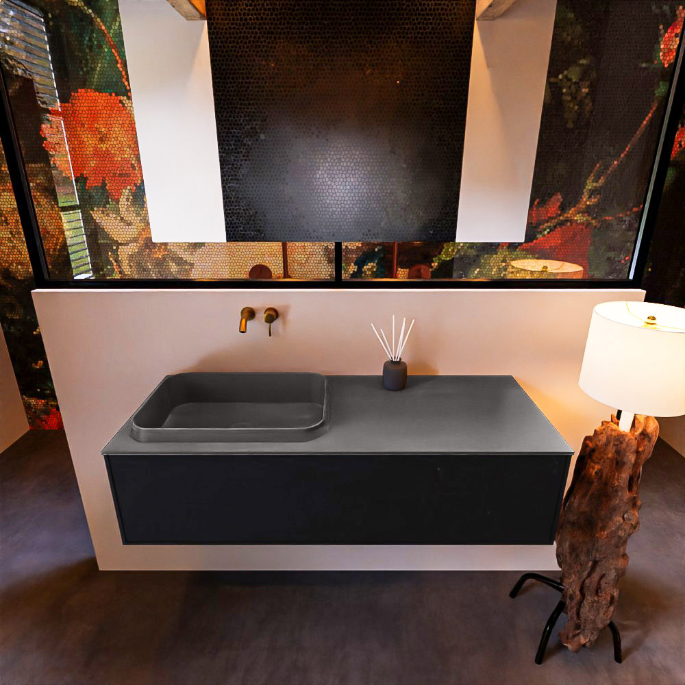 MONDIAZ ERIN 120cm mueble de baño color Urban 1 cajón. Lavabo RIDGE Izquierda sin orificio color Dark Grey. 3 MONDIAZ ERIN 120cm mueble de baño color Urban 1 cajón. Lavabo RIDGE Izquierda sin orificio color Dark Grey. - Imagen 3