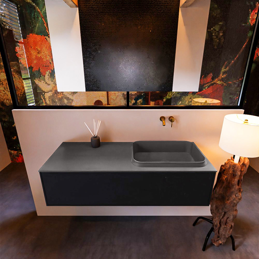 MONDIAZ ERIN 120cm mueble de baño color Urban 1 cajón. Lavabo RIDGE Derecho sin orificio color Dark Grey. 3 MONDIAZ ERIN 120cm mueble de baño color Urban 1 cajón. Lavabo RIDGE Derecho sin orificio color Dark Grey. - Imagen 3