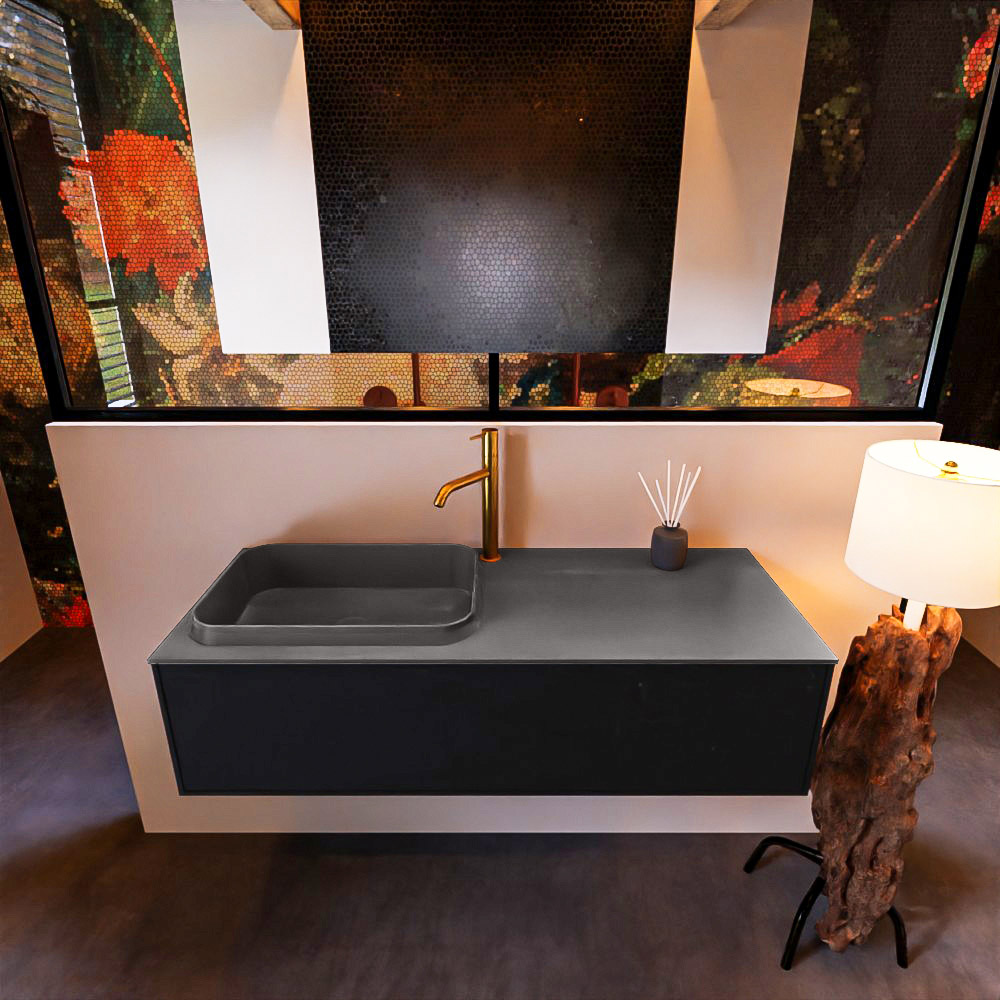 MONDIAZ ERIN 120cm mueble de baño color Urban 1 cajón. Lavabo RIDGE Izquierda 1 orificio color Dark Grey. 3 MONDIAZ ERIN 120cm mueble de baño color Urban 1 cajón. Lavabo RIDGE Izquierda 1 orificio color Dark Grey. - Imagen 3